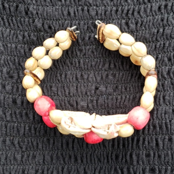 VTG 70s Hawaiian BOHO Seed Pod Flower Bangle - Picture 4 of 7